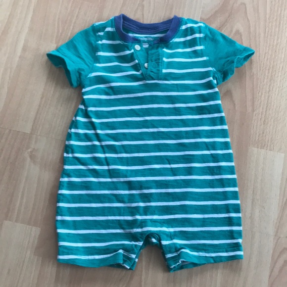 BabyGap Green Striped Short Onesie Size 18-24m - Picture 1 of 9
